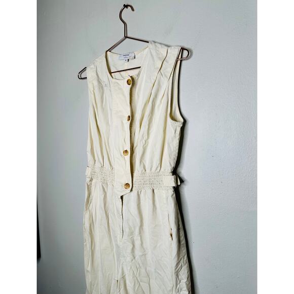 THAKOON COLLECTIVE Off-White Cotton Blend Sleeveless Jumpsuit Size 12 - Picture 7 of 11